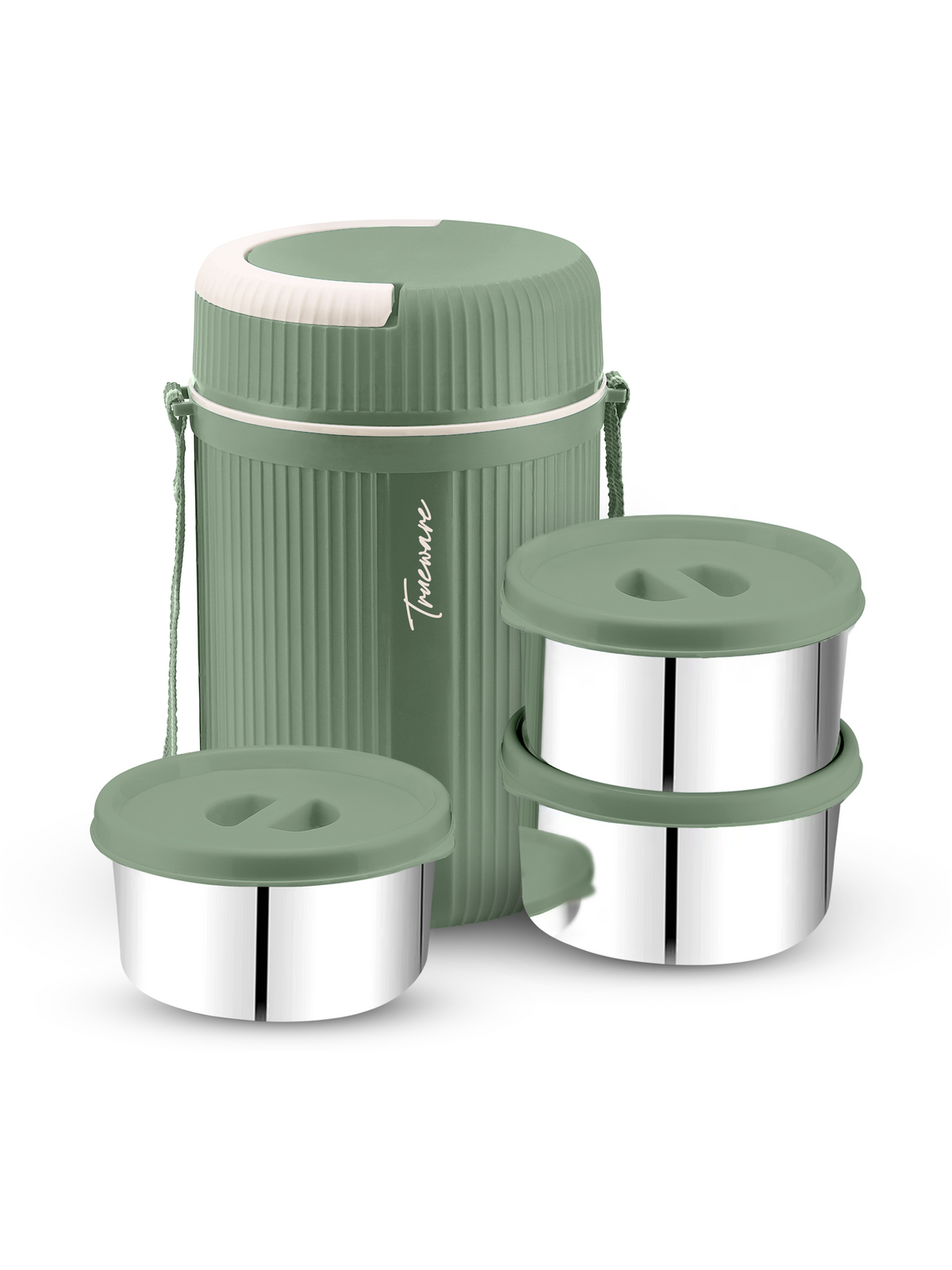 AM2412 Trueware Grub 3 Insulated Hot and Cold Lunch Box With 3 SS Container 300ml 3 Containers Lunch Box