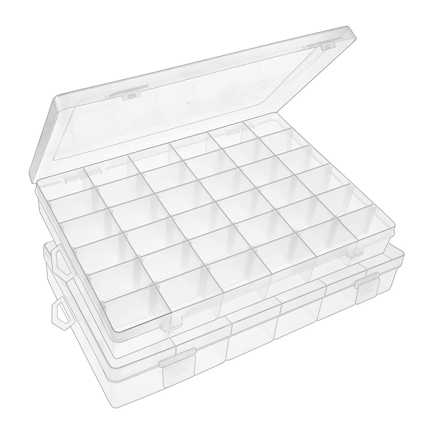 7673 36 Grids Clear Plastic Organizer Box with Adjustable Compartment Dividers, Jewellery Storage Organizer Collection Box (1 pc ) DeoDap