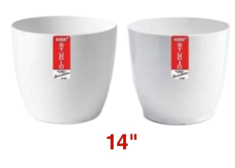 A06541 14-Inch Premium White Plastic Planter Pot (Pack of 1)