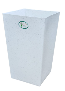 A06543 Alpha Greens 14-Inch Square Premium Plastic Planter Pot (White/Speckled)