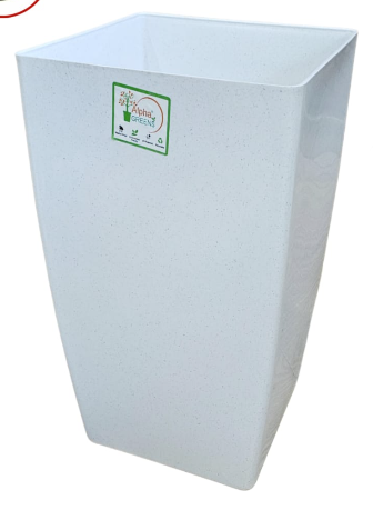 A06544 Alpha Greens 18-Inch Square Premium Plastic Planter Pot (White/Speckled)