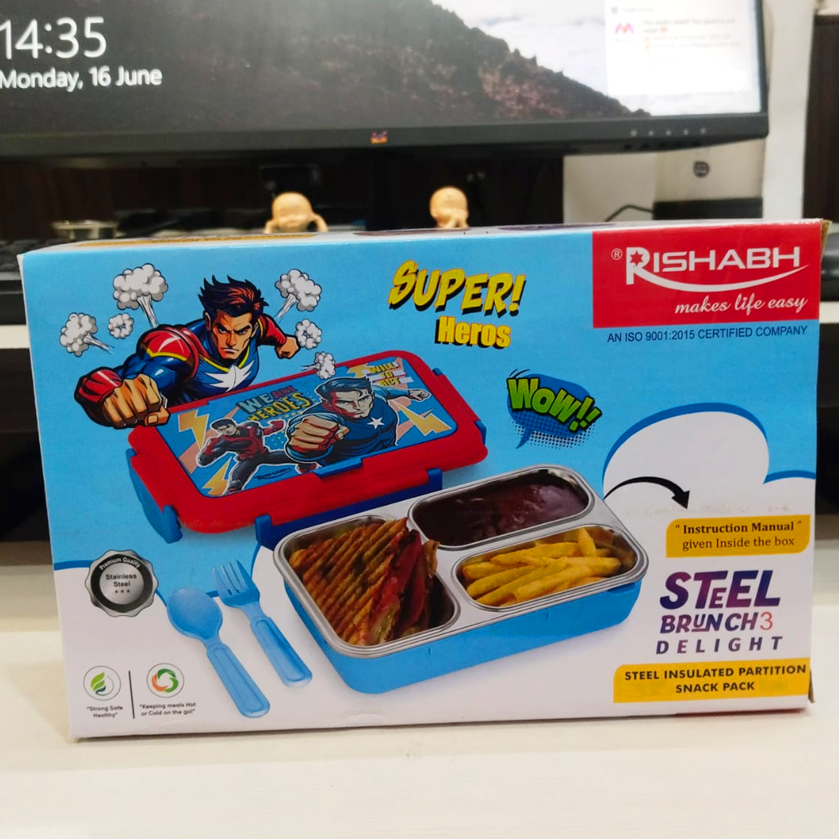 AM5662 Rishabh Steel Brunch 3 Delight Lunchbox for School and Office