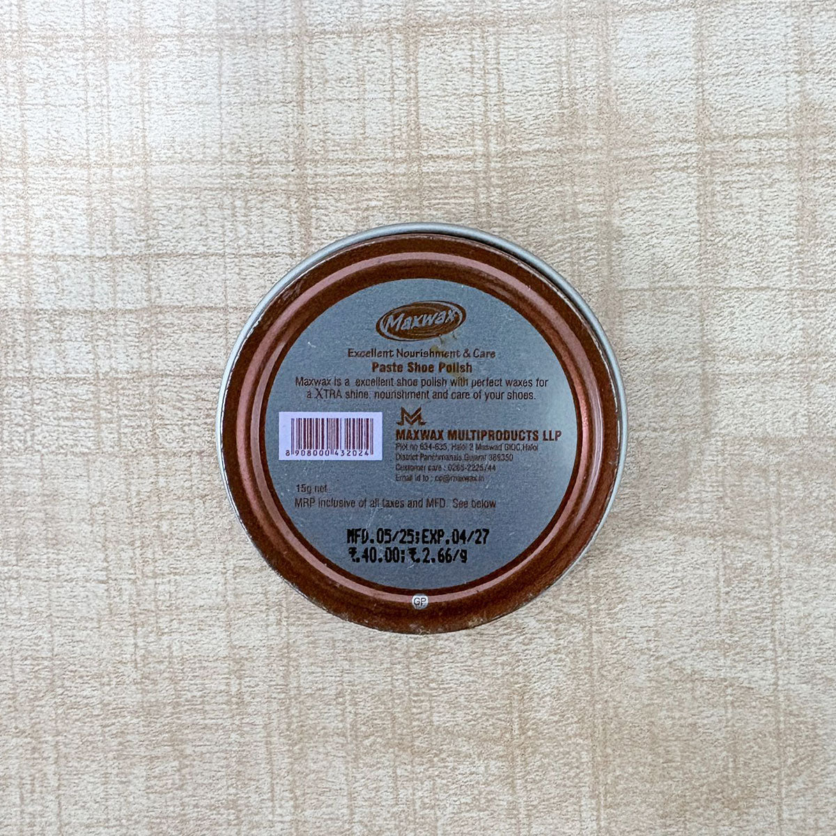 AM6495 Maxwax Xtra Shine Paste Shoe Polish - Brown (15g)