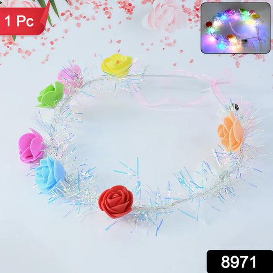 8971 LED Flower Crown Headband – Multicolor Light-Up (1 Pc), Hair accessories