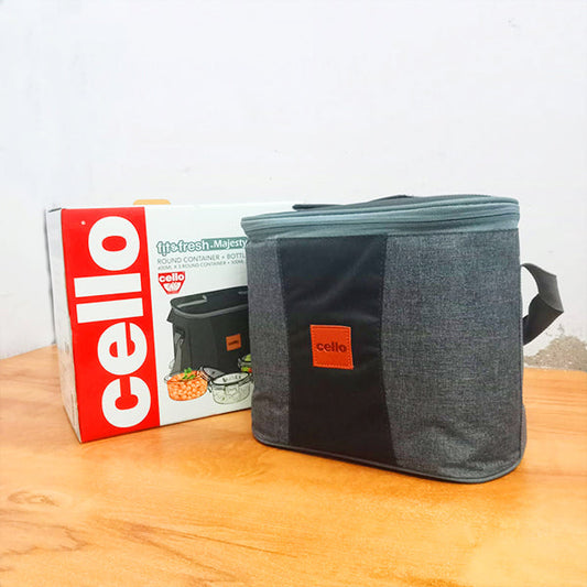 AM5454 Cello Majesty Round Glass Lunch Box 400ml x 3 N with Jacket & Glass Water Bottle 500ml With 2 Spoons (Pack of 4Pc)