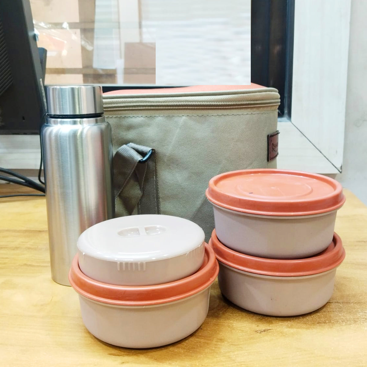 AM5654 Rishabh Stellar Picnic Set Tiffin Box - Set of 3 container, 1 bottle and Jacket