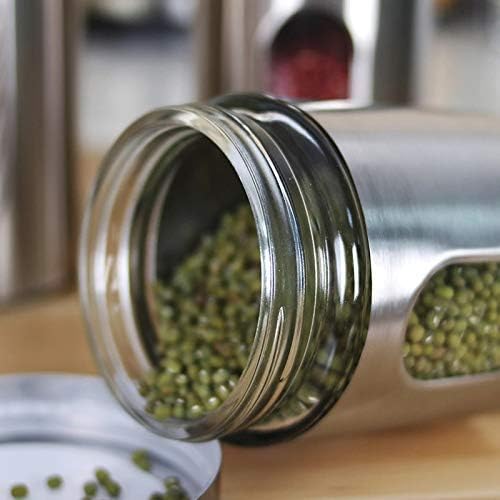 AM5396 Glass Spice Shaker Jar with Steel Lid Multicolor/Great for Spices, Herbs, Seasonings (Set of 1 Pc)