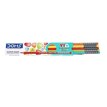 3591 Doms Y1 + Super Dark Comfortable Writing , Free One Eraser & Sharpner With Each Pack-Set Of 10 Pencils