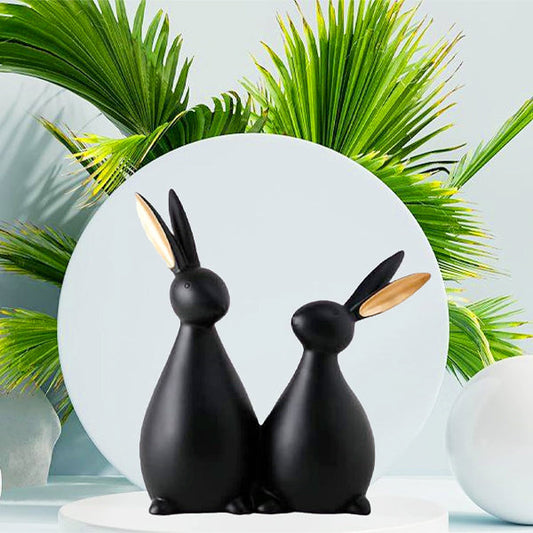 AM5366 2 Rabbits Pair Sitting Figurine Home Decoration Showpiece - Pack of 1 Rabbit pair