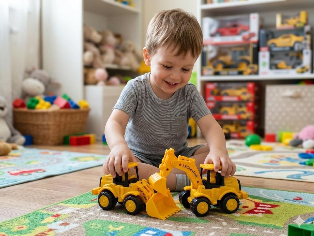 TM0219 Kids JCB Toy Tractor Toy Big Size with Trolley
