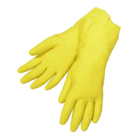 0662 Flock line Reusable Rubber Hand Gloves (Yellow)-1 pair