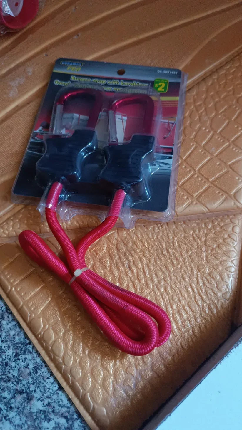15264 Carabiner Bungee Cords with Hook Tie Downs Luggage Strap Carrying Bag Secure (1 Pc / Mix Color)