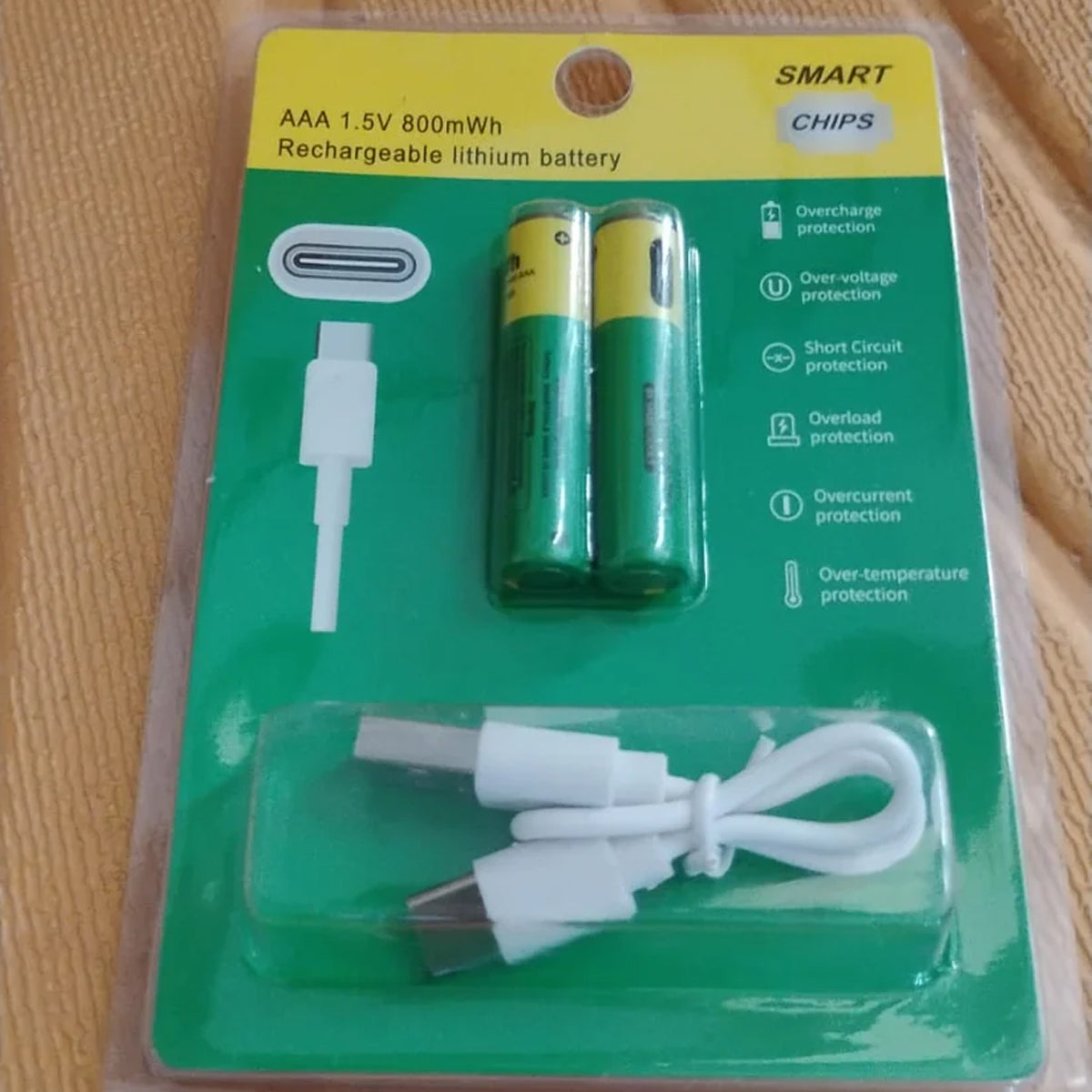 TM0269 AAA Rechargeable 800 mWh Batteries With Recharging Cable (2 Pc Set)
