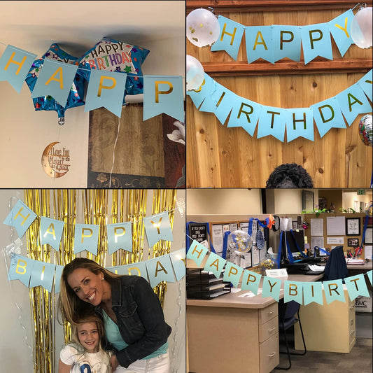 AM7251 MultiColour "Happy Birthday" Cardboard Bunting Banner with Ribbon