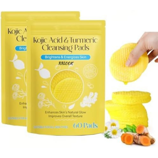 AM5417 Turmeric Kojic Acid Cleansing Pads, 60 Count Turmeric and Kojic Acid Pads, Mild and Non-irritating, Suit for All Skin Types 60 Pcs Kojic Acid Turmeric Cleansing Pads