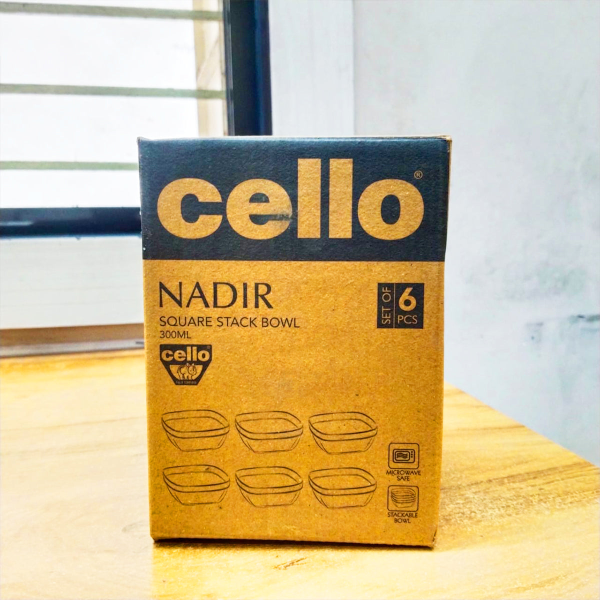 AM5683 Cello Nadir Square Stack Bowl- 300Ml (Set of 6 Pcs)