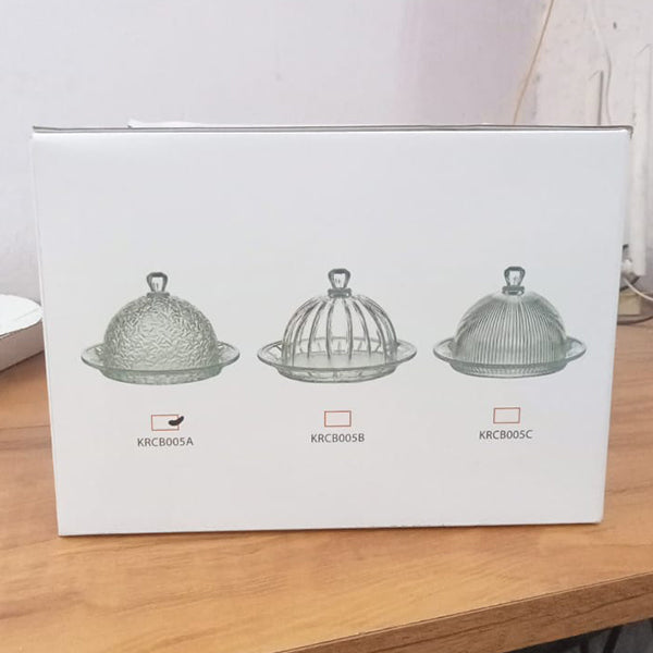 AM5402 Karbon Crystal Glass Cake Display Plate, Clear, Durable, crystal Design, Cake Stand