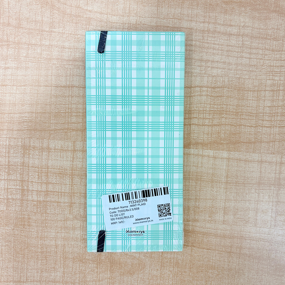 AM6649 Mix-Design Mint Plaid To Do List Notepad (100 Ruled Pages) - 1pc