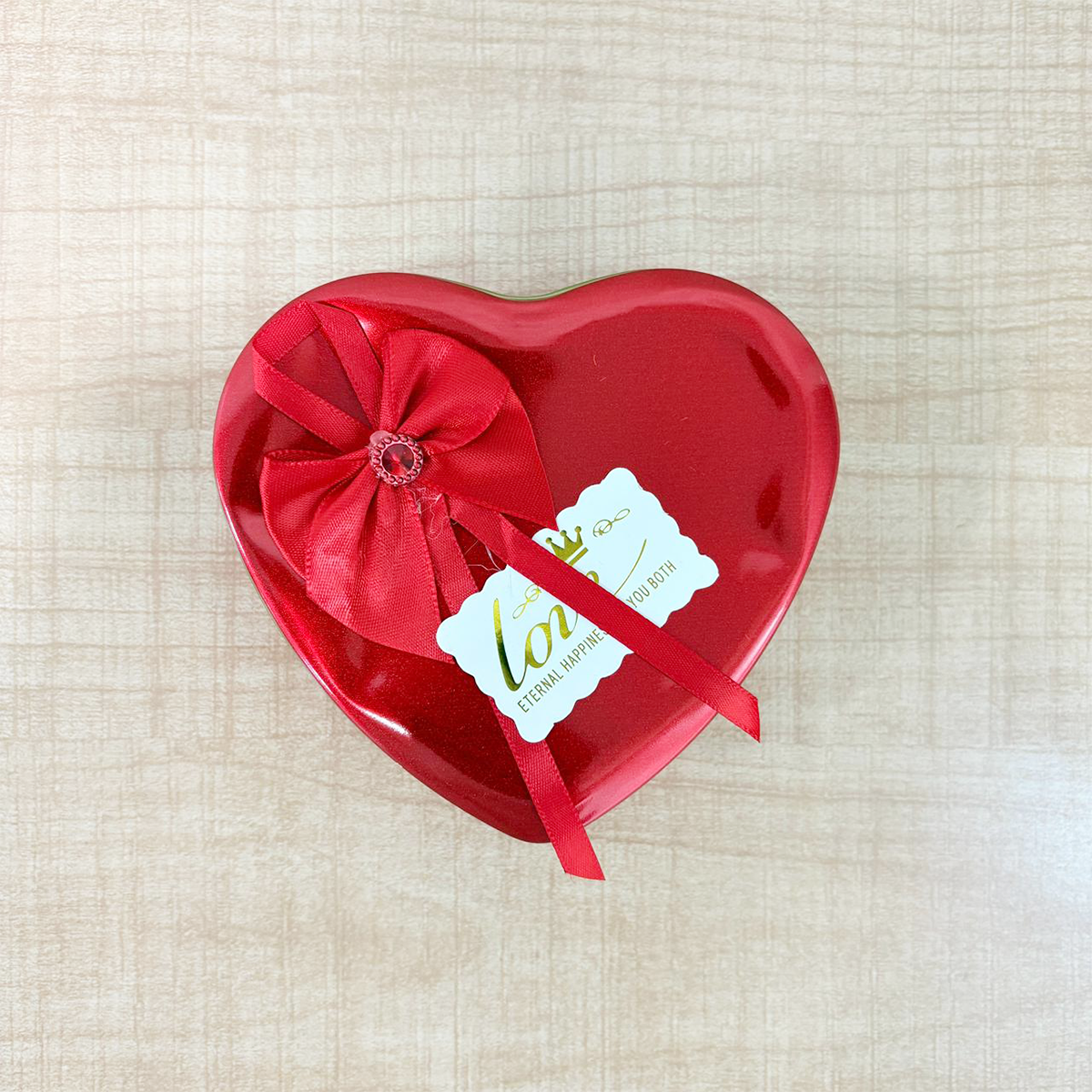 TM0118 Heart-Shaped Metal Gift Tin with Plush Teddy Bear and Scented Rose - Pack Of 1