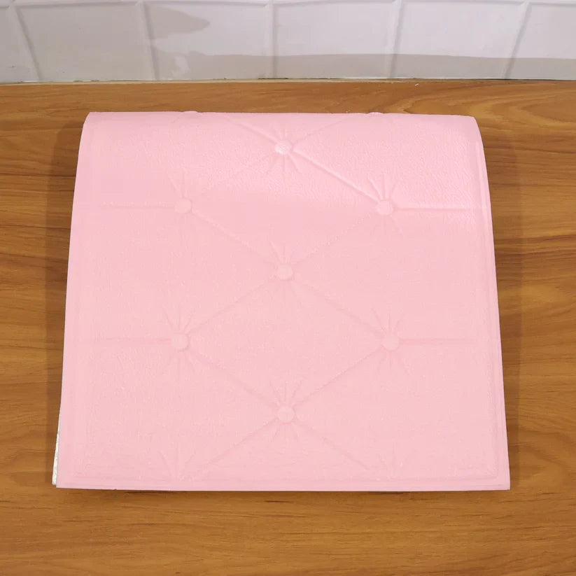16024 Self Adhesive 3D Foam Wall Panel Cushion Wallpaper (1 Pc, Pink, 69x35 Cm)