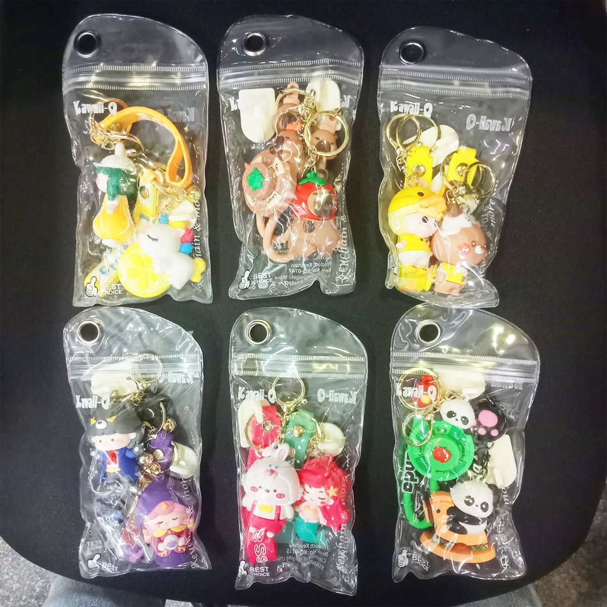 AM5892 3D MultiDesign Silicone Cartoon Animal 2 Keychains with 2 Hooks