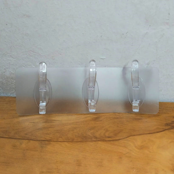 AM5310 Wall Transparent 3 Hook Hanger for Hanging Clothes