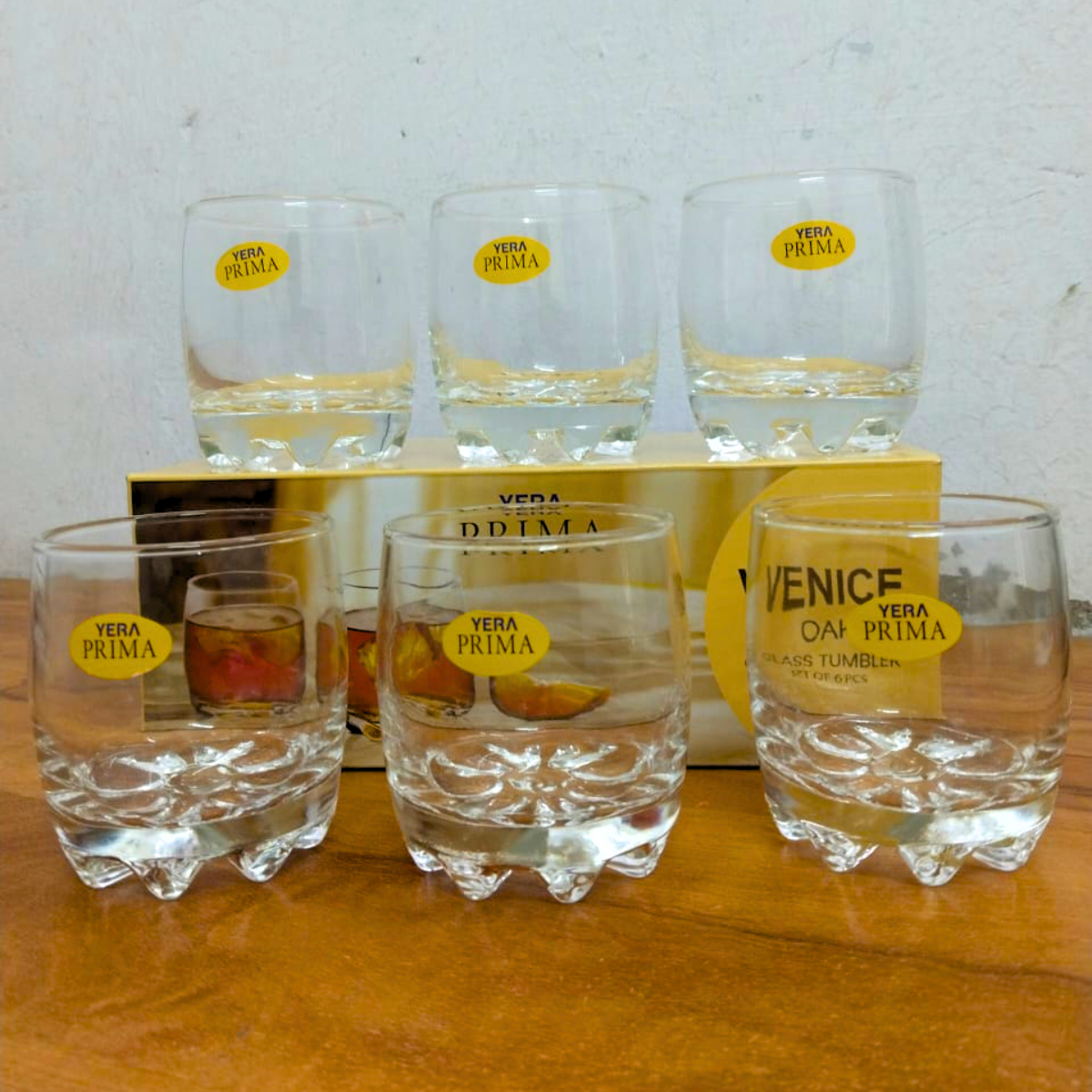 AM5442 YERA Prima Venice Oak Glass Tumbler-Set of 6 Pcs - 300ml