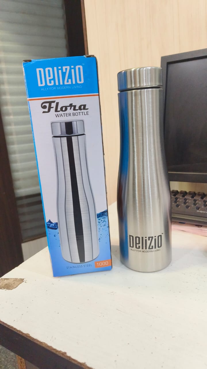 AM2897 Delizio flora Stainless Steel Single wall Bottle for Kids, Mens, Womens Indoor & Outdoor Activites Leakproof Bottle 1000Ml