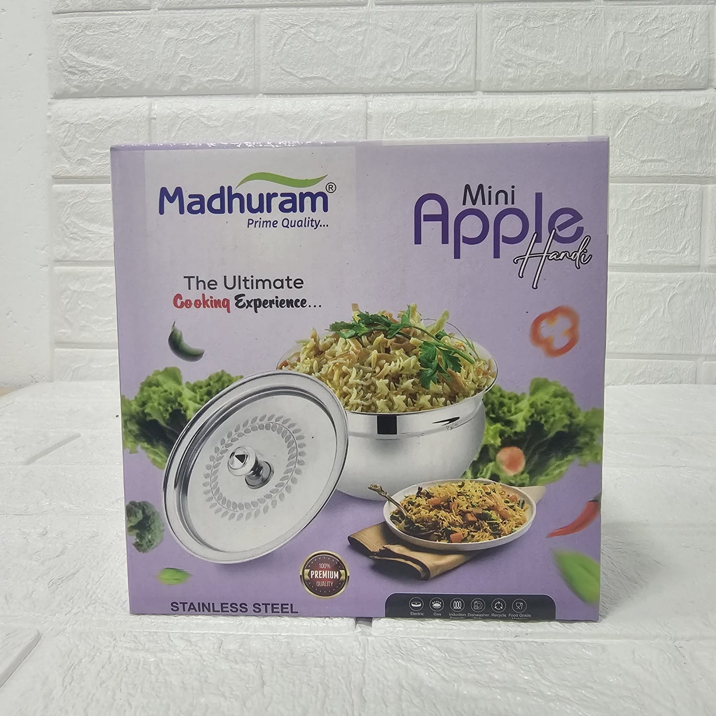 AM2949 Madhuram Prime Quality Mini Apple Handi Stainless Steel 850ml