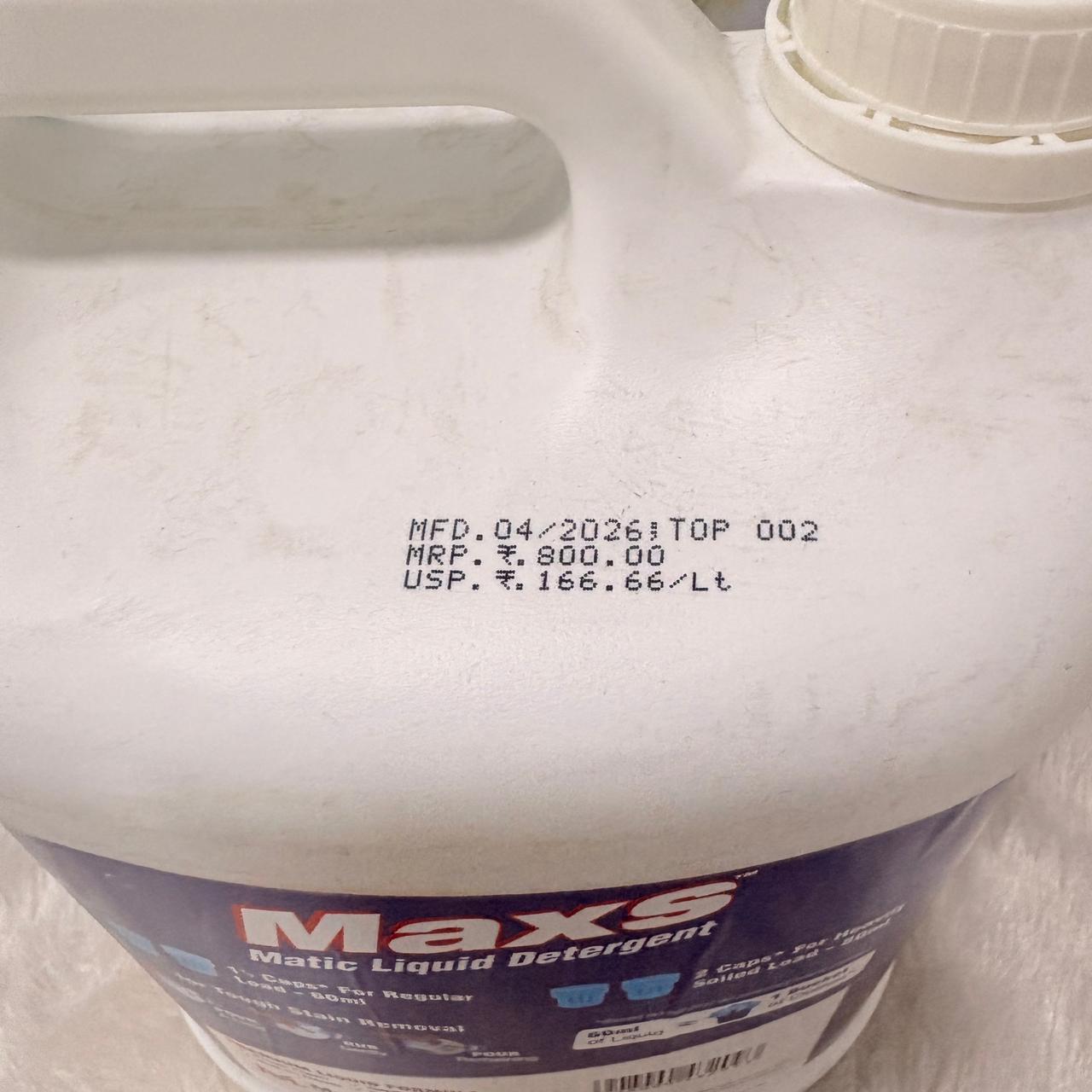 AM7264 Maxs Matic Liquid Detergent - Power Wash (4.8 Ltr)