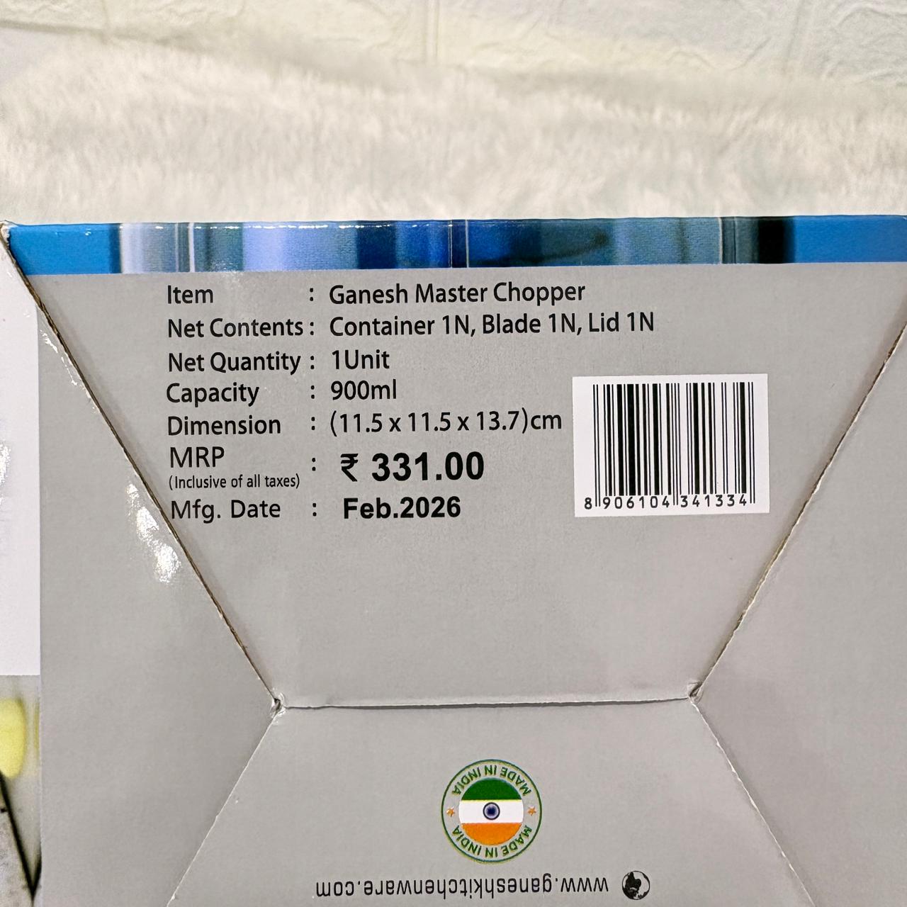 AM7282 Ganesh Master Chopper – 900ml Manual Vegetable & Fruit Chopper