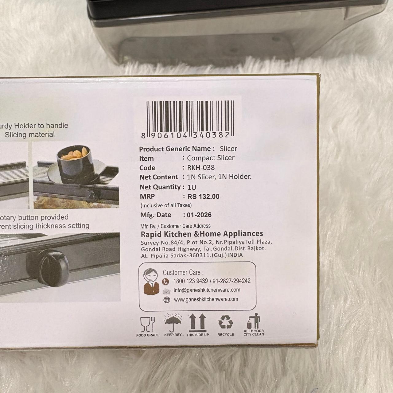 AM7285 Ganesh Compact Multi-Purpose Slicer with Adjustable Thickness & Safety Holder