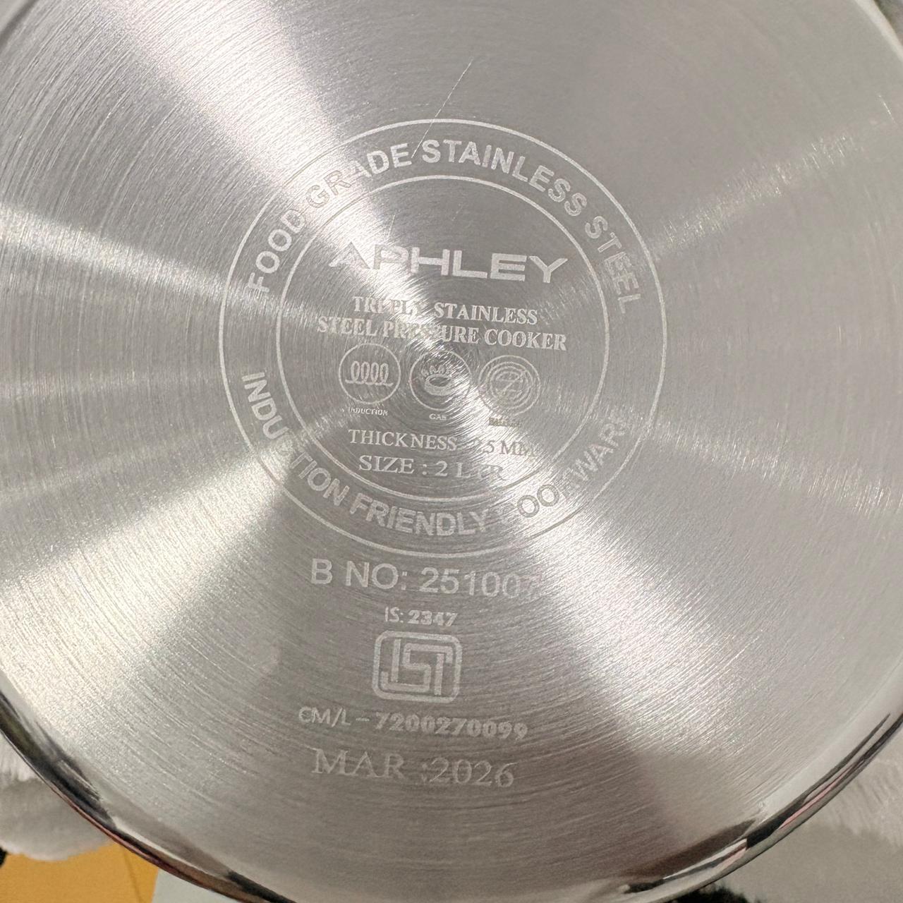 AM7307 Tri-Ply Stainless Steel Outer Lid Pressure Cooker - 2 Ltr