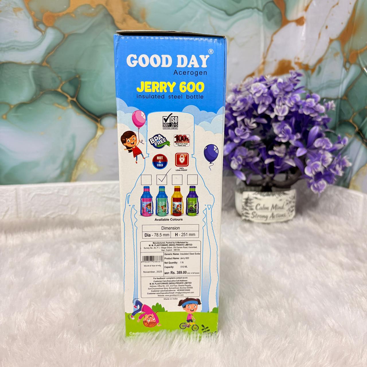 AM7362 Good Day Acerogen Jerry 600 Insulated Steel Water Bottle for Kids (600ml)