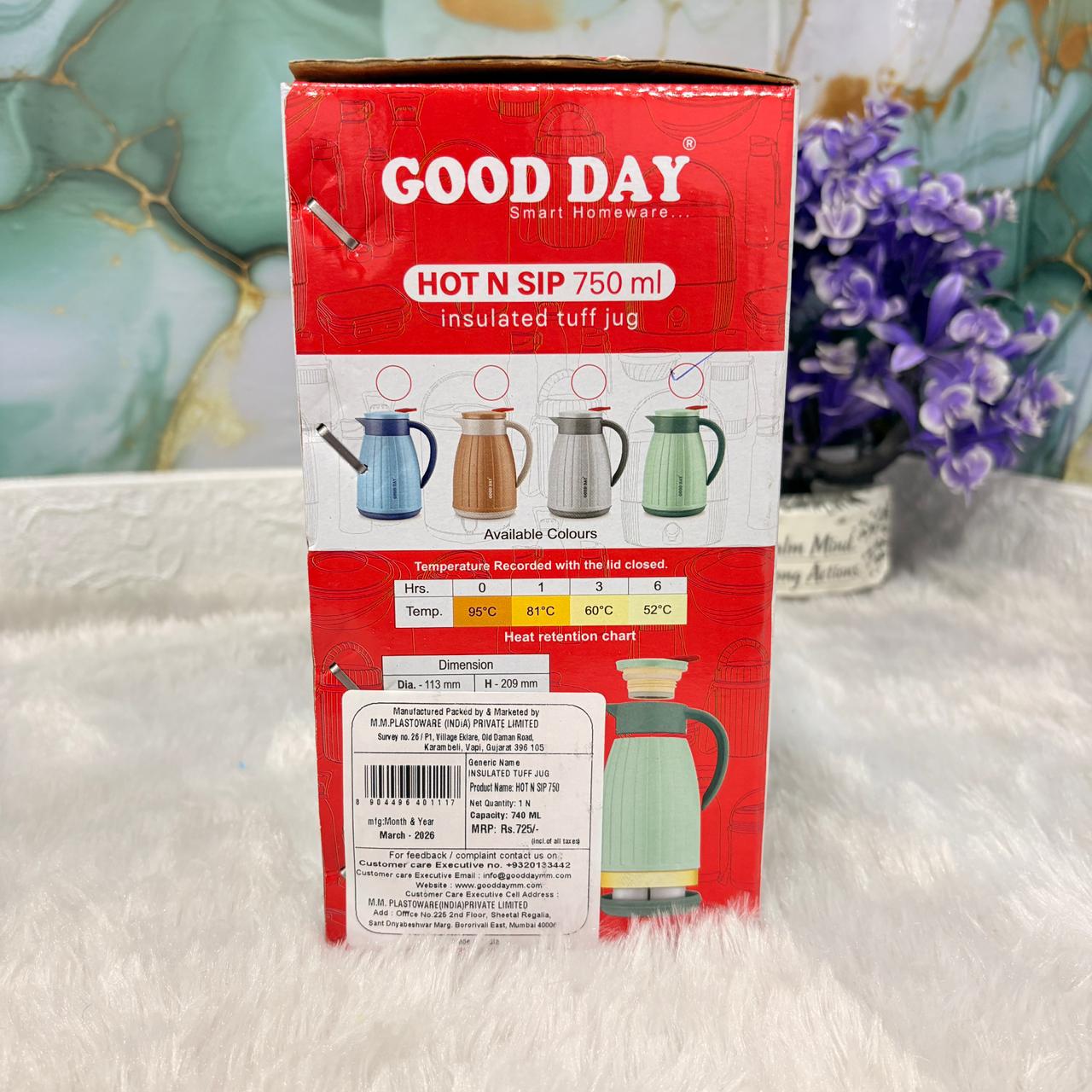 AM7365 Good Day Hot N Sip 750ml Insulated Tuff Jug - Pastel Green