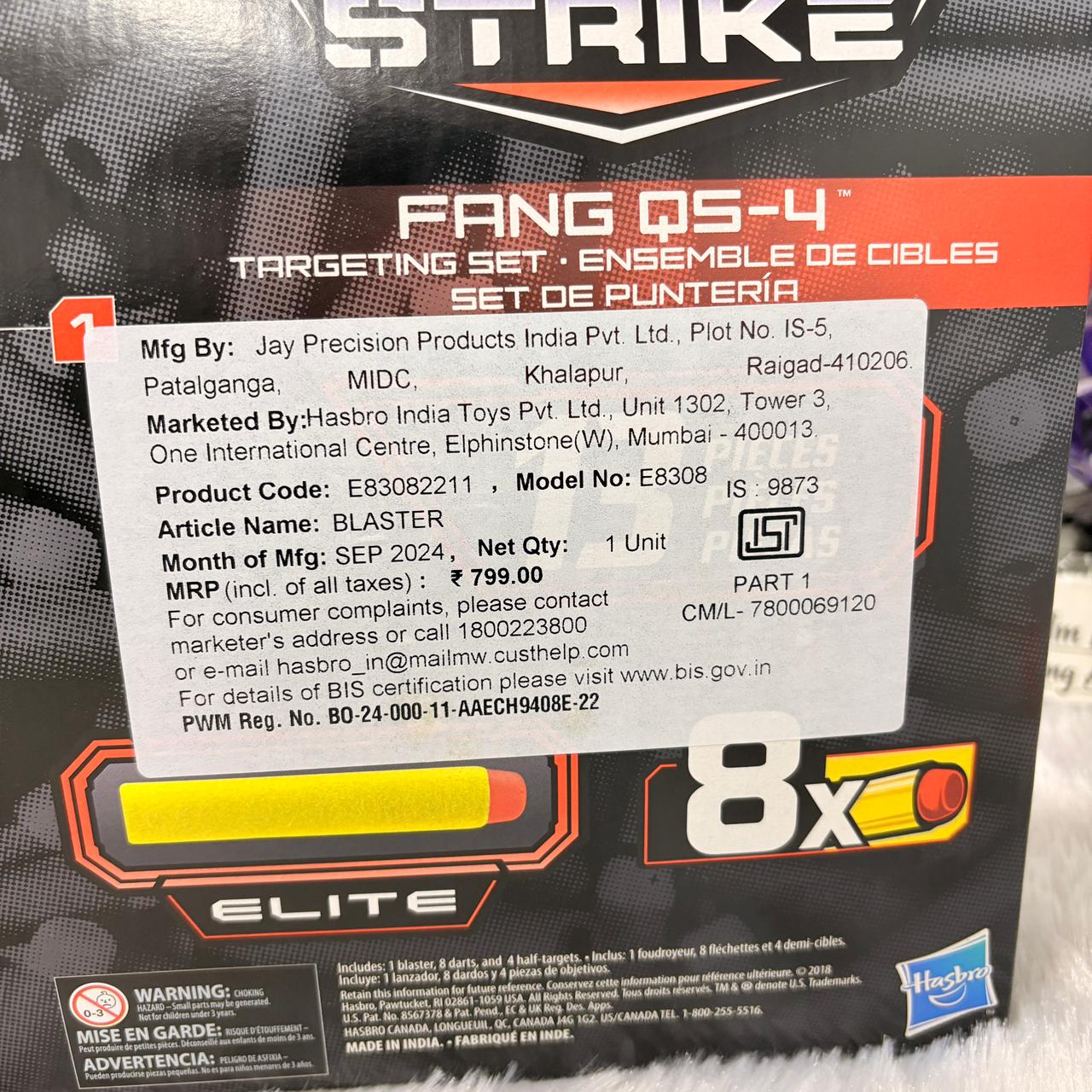AM7422 Nerf Alpha Strike Fang QS-4 Targeting Set with 8 Elite Darts and 4 Targets