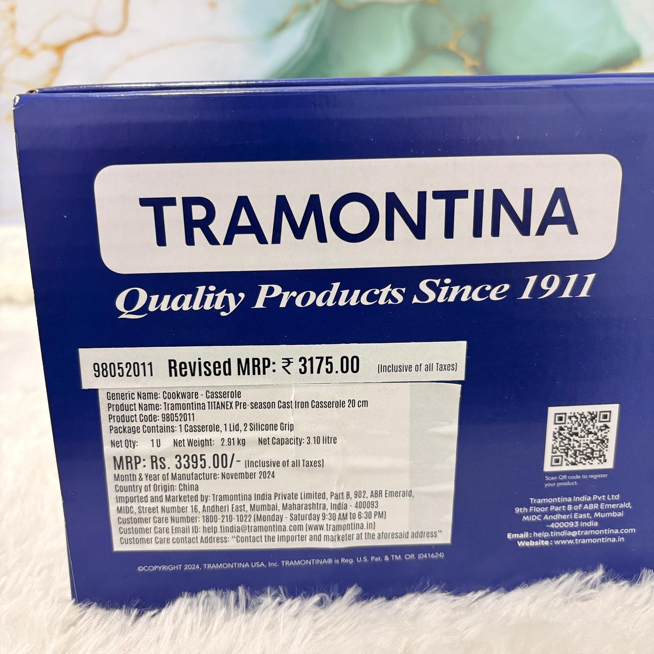 AM7409 Tramontina TITANEX Pre-Seasoned Cast Iron Casserole - 20 cm