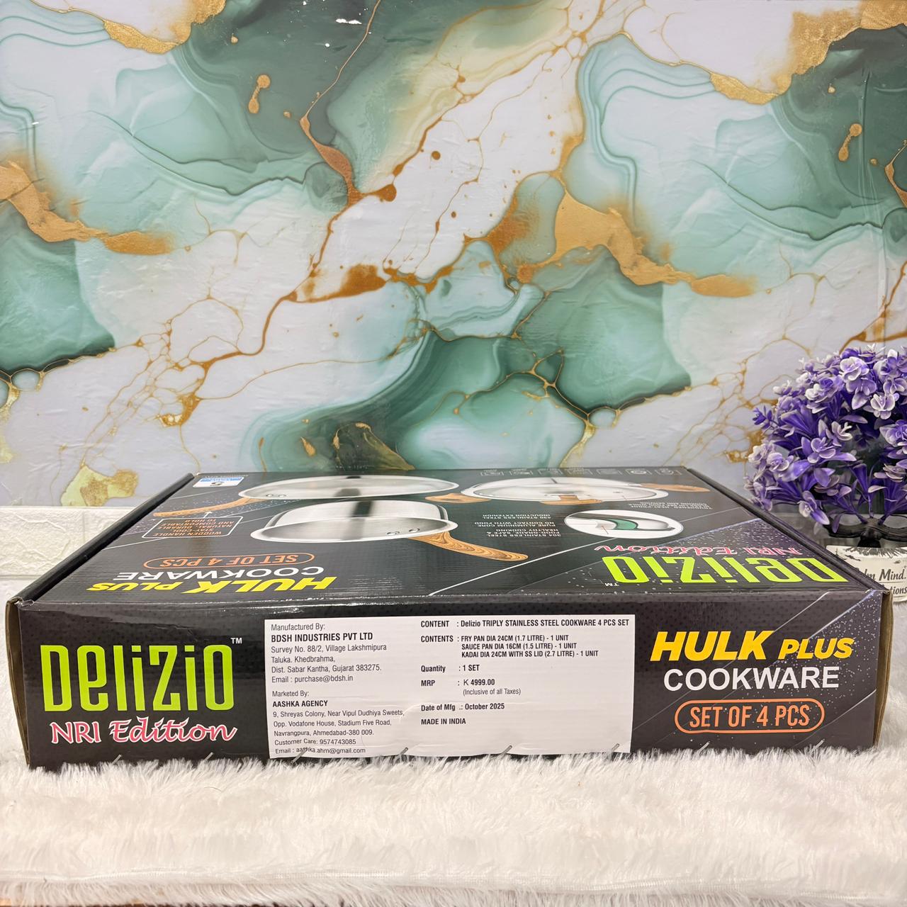 AM7444 Delizio Hulk Plus Triply Stainless Steel Cookware - NRI Edition (4-Piece Set)