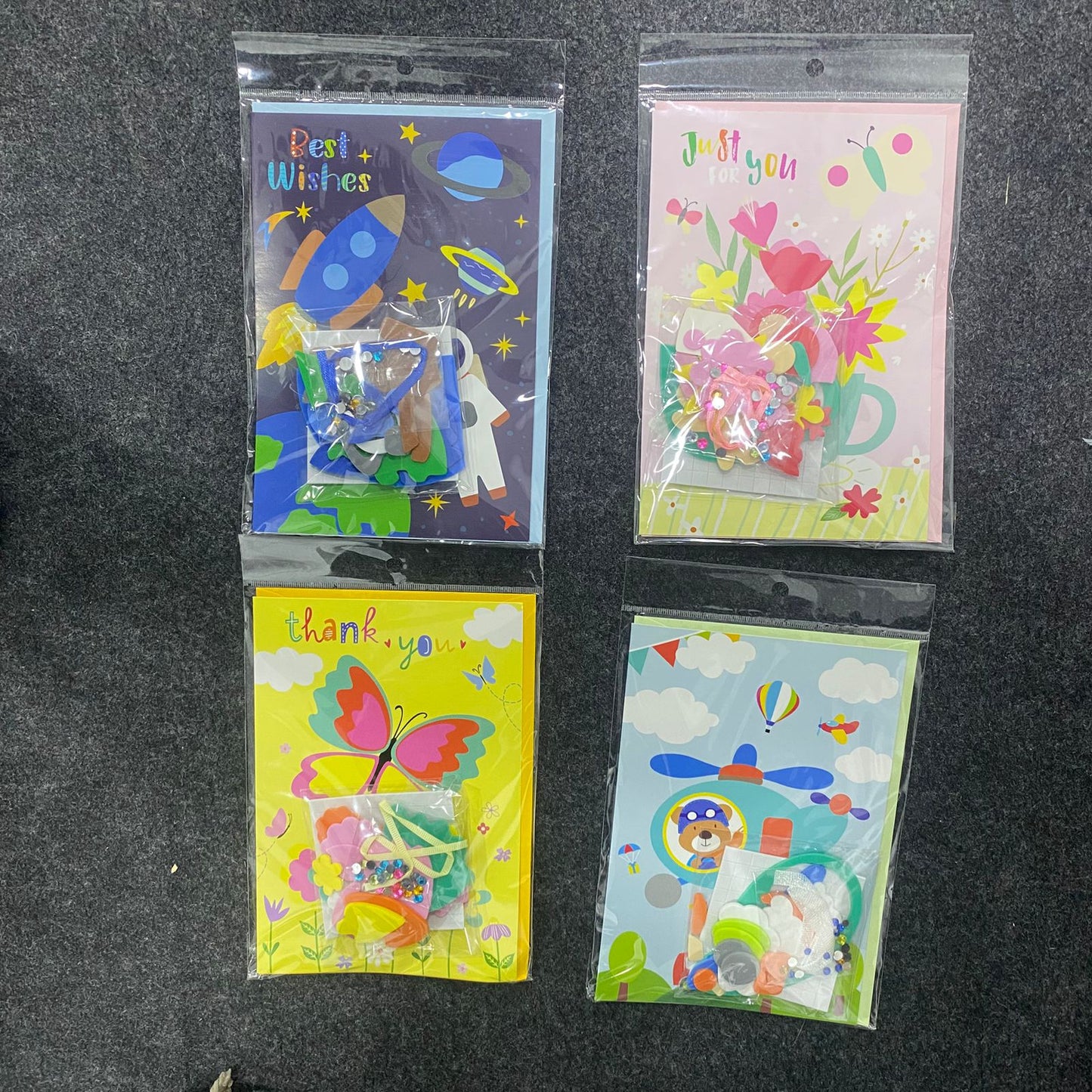 AM7516 Handmade DIY Greeting Card Kit for Kids - Creative 3D Craft Set with Space, Floral, and Butterfly Themes