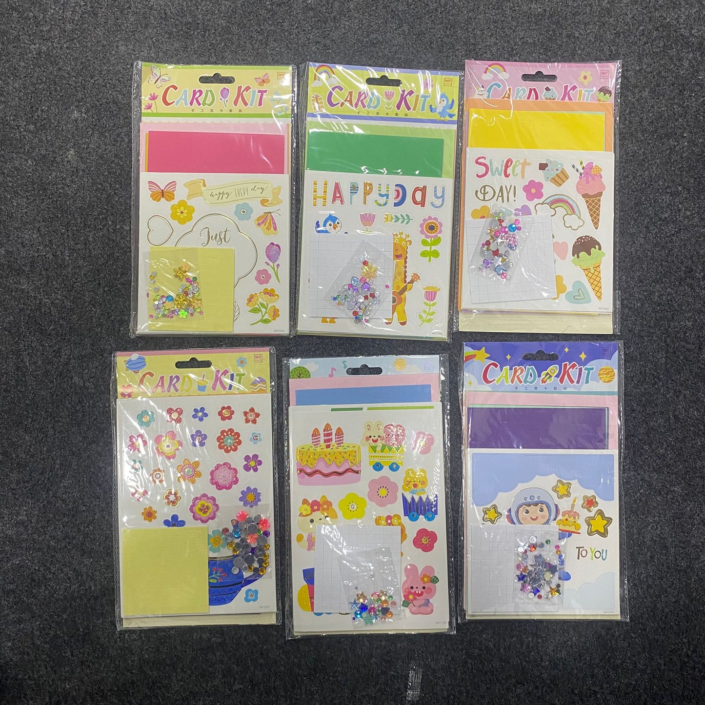 AM7518 Artistic Greeting Card DIY Activity Pack - Fun Stickers & Rhinestone Embellishment Kit for Kids Crafts