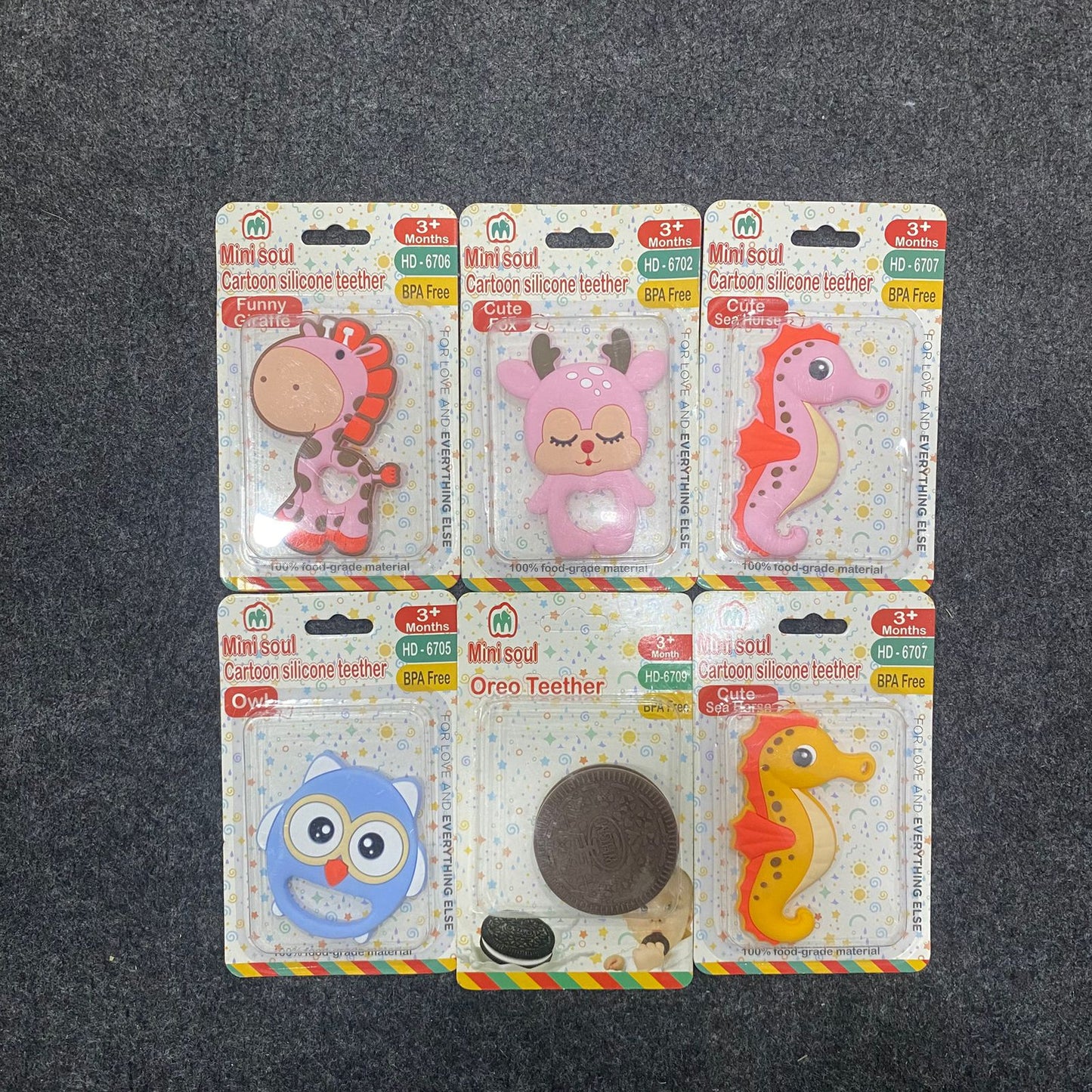 AM7545 Mini Soul Cartoon & Oreo Silicone Teethers (1-Pcs)