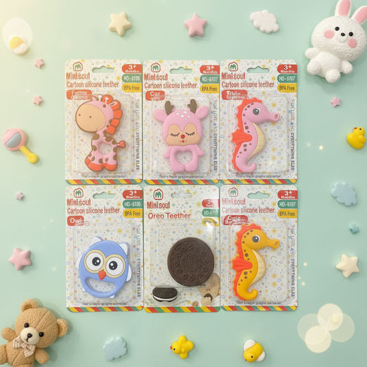 AM7545 Mini Soul Cartoon & Oreo Silicone Teethers (1-Pcs)
