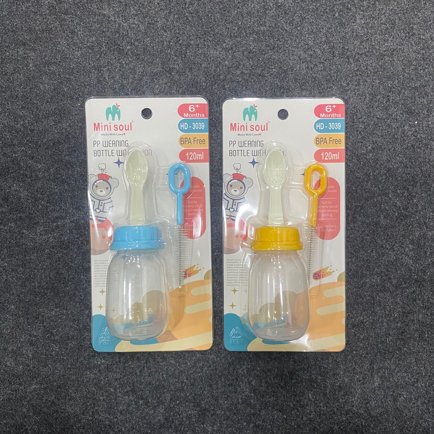 AM7554 Mini Soul PP Weaning Feeding Bottle with Spoon (120ml) COM-3039 (1-Pcs)