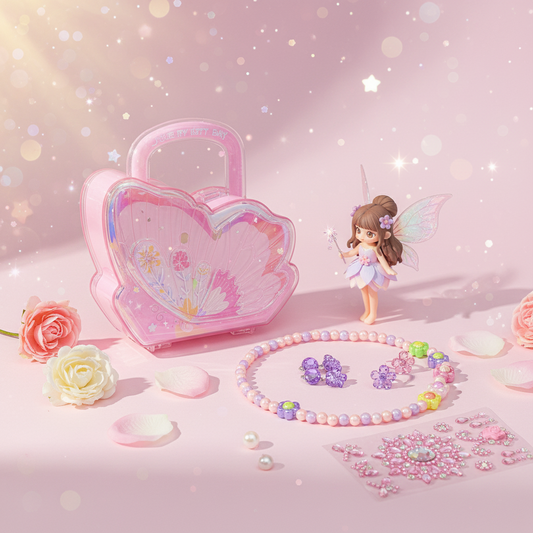 AM7558 Butterfly Shaped Jewelry Gift Box with Necklace, Earrings, and Decorative Stickers-7242 (1-Pcs)