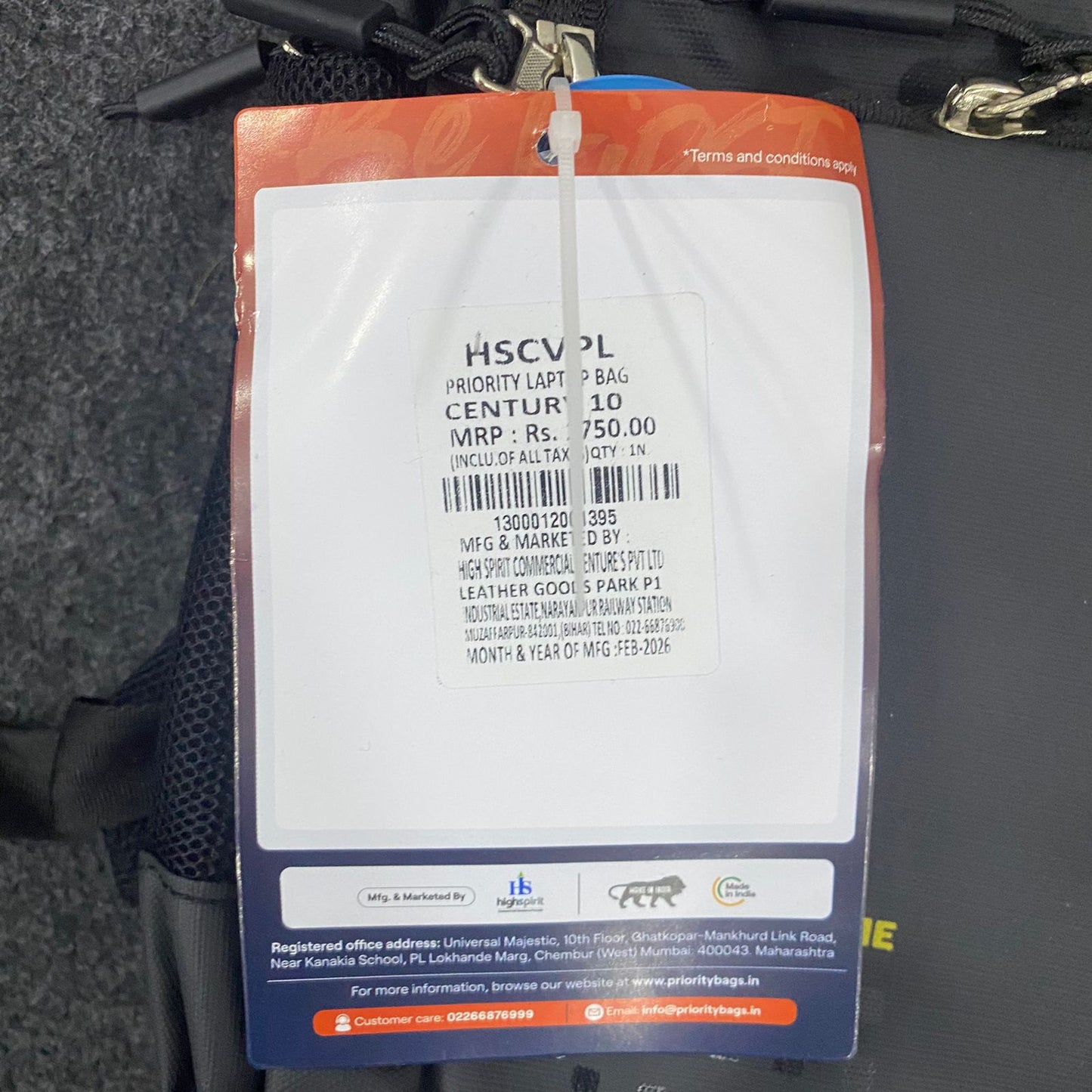 AM7612 Priority Century Premium Laptop Office and College Backpack with Waterproof Rain Cover