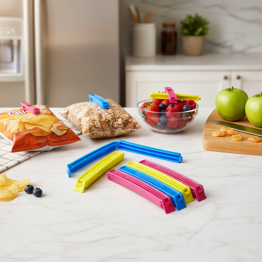 AM7618 Multi Colored Plastic Food Bag Sealing Clips Pack of 6 Big Size