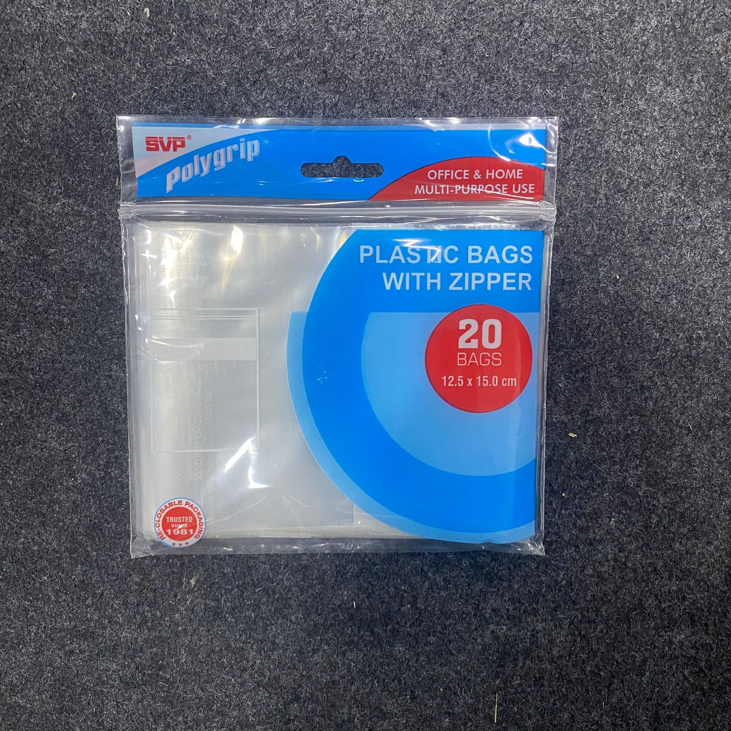 AM7638 SVP Polygrip Multipurpose Transparent Plastic Zipper Storage Bags, 12.5x15.0 cm, 20 Pieces Pack
