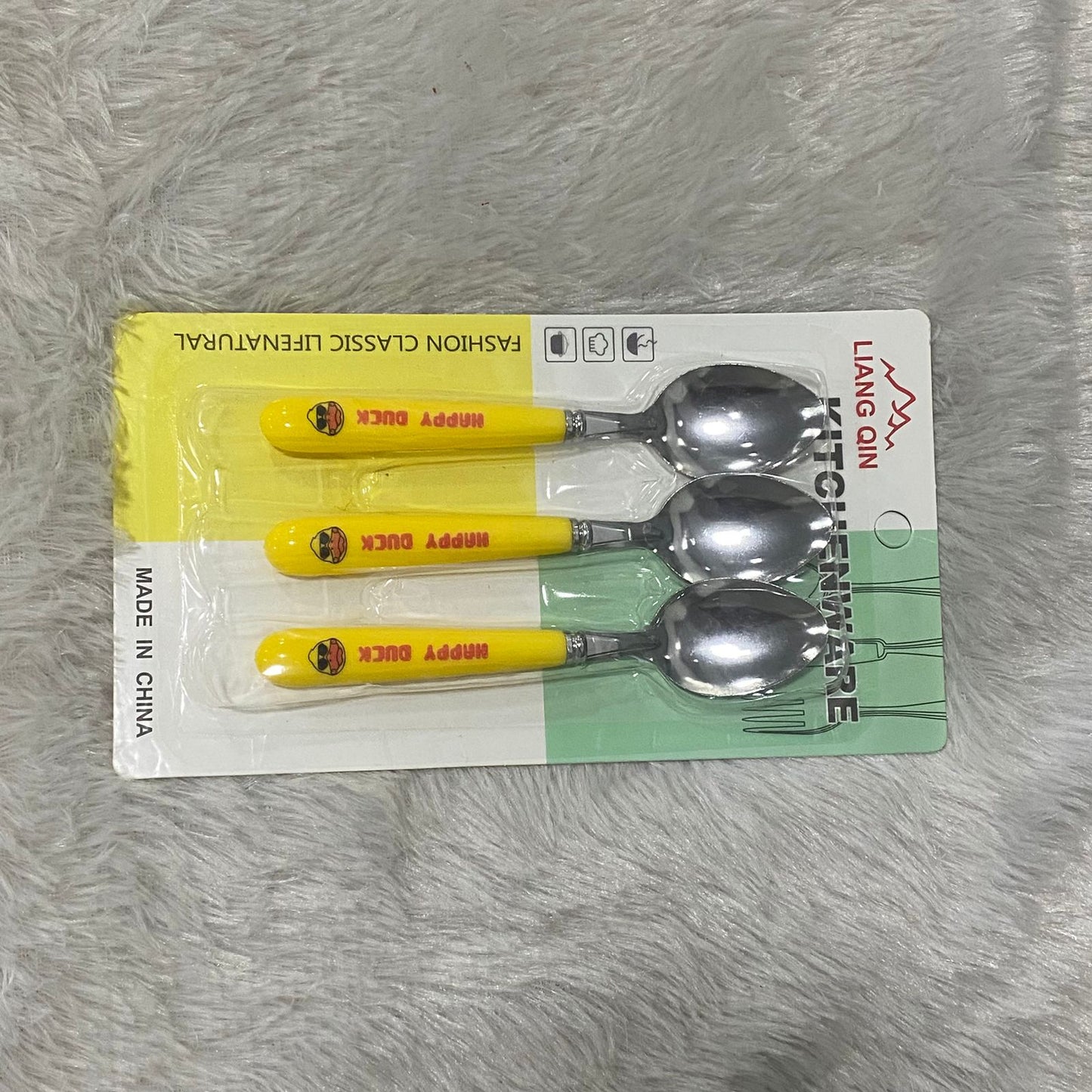 AM7661 Liang Qin Stainless Steel Cute Happy Duck Kids Small Dessert Spoon Set of Three