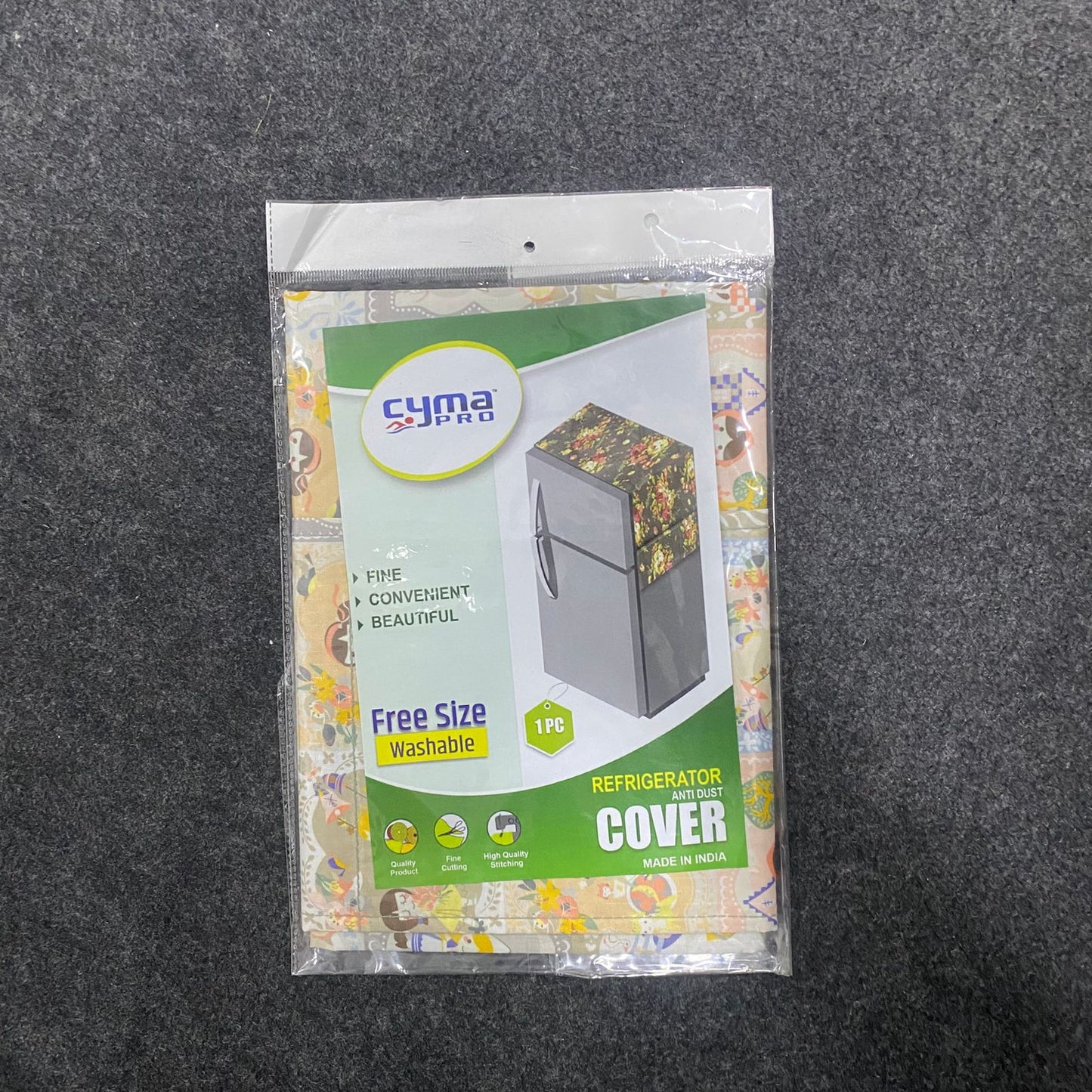 AM7662 Cyma Pro Printed Dustproof Refrigerator Top Cover with Utility Side Storage Pockets
