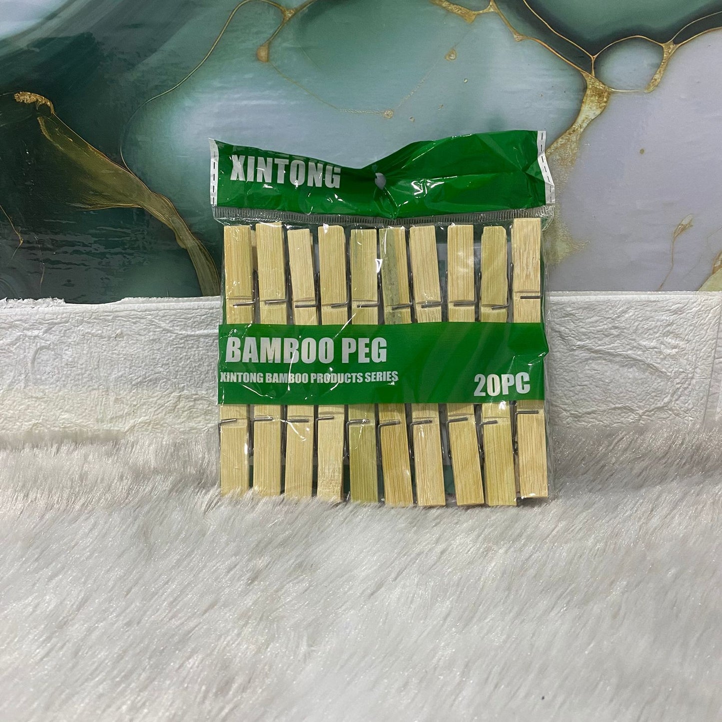 AM7668 Xintong Eco Friendly Heavy Duty Bamboo Clothes Pegs Clamps for Drying Laundry 20 Pcs